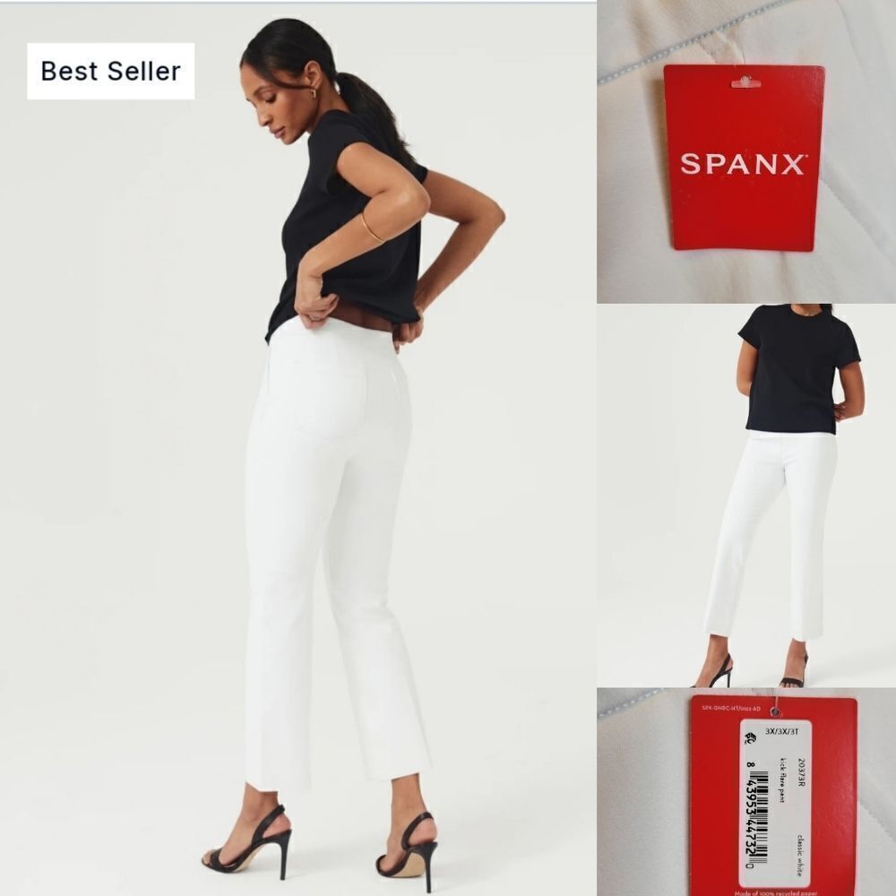 $148 NEW SPANX OPAQUE KICK FLARE PANT WHITE SLIMMING STRETCH DRESS PANTS 3X NWT